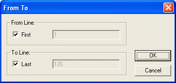 From-to selection box for EditCNC