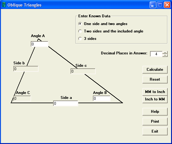 Oblique triangle trigonometry with EditCNC'c calculator
